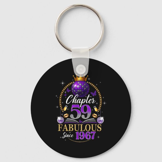 Chapter 59 Since 1967 Purple Disco Ball 59th Birth Keychain (Front)