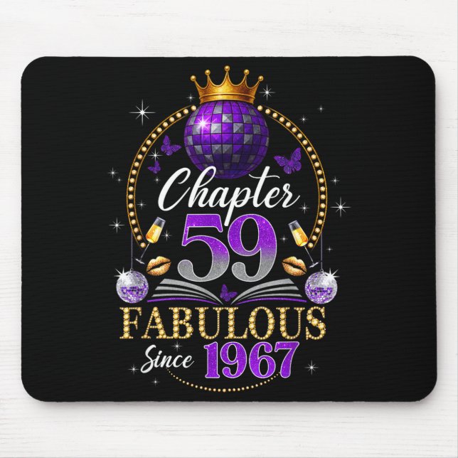 Chapter 59 Since 1967 Purple Disco Ball 59th Birth Mouse Pad (Front)