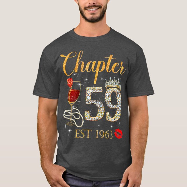 Chapter 59 Years EST 1963 59th Birthday Red Rose T-Shirt (Front)