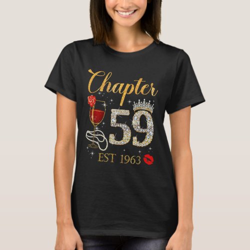 Chapter 59 Years Est 1963 59th Birthday Red Rose W T_Shirt