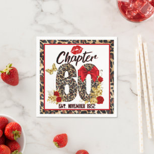 Chapter 60 Red & Gold Leopard 60th Birthday Napkins