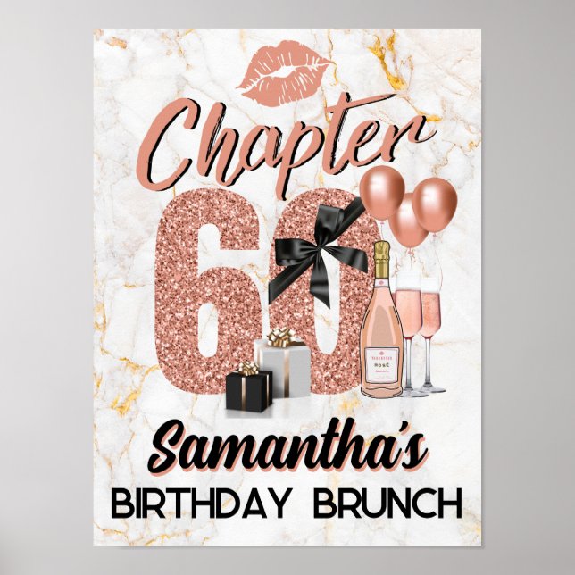 Chapter 60 Rose Gold 60th Birthday Elegant Poster (Front)