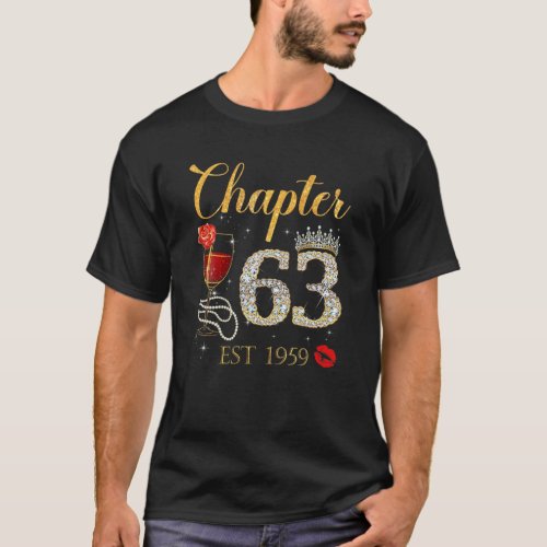 Chapter 63 Years EST 1959 63Rd Birthday Red Rose W T_Shirt