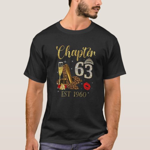 Chapter 63 Years EST 1960 63rd Birthday Wine Leopa T_Shirt