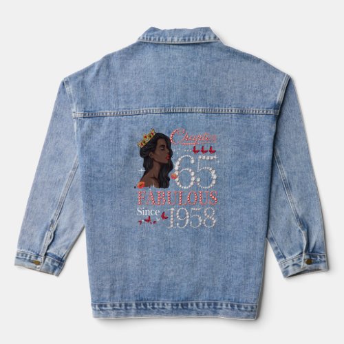 Chapter 65 Fabulous Since 1958 65th Birthday Queen Denim Jacket
