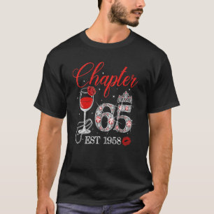 Chapter 65 Years EST 1958 65th Birthday Red Rose W T-Shirt