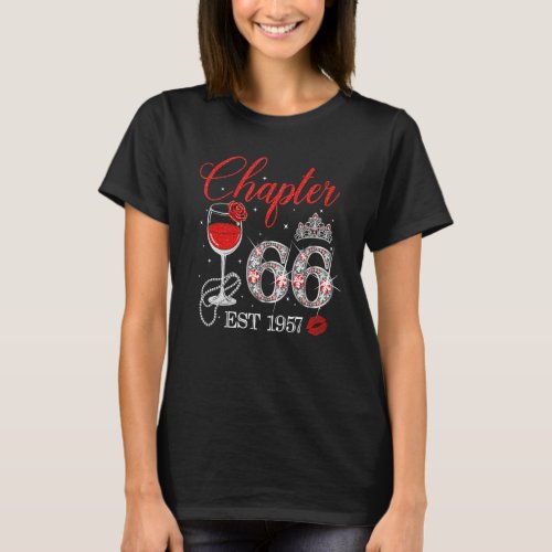 Chapter 66 Years EST 1957 66th Birthday Red Rose W T_Shirt