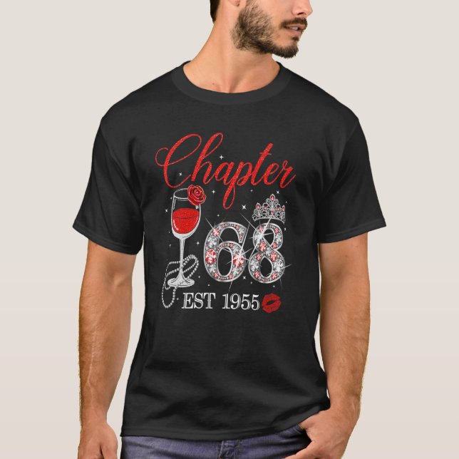 Chapter 68 Years EST 1955 68th Birthday Red Rose W T-Shirt (Front)
