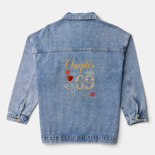 Chapter 69 Years EST 1954 69th Birthday Red Rose W Denim Jacket