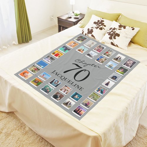 Chapter 70 Gray Black 70th Birthday Photo Fleece Blanket