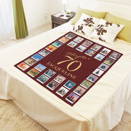 Chapter 70 Red Gold 70th Birthday Photo Fleece Blanket