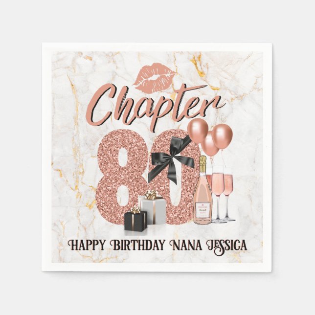 Chapter 80 Birthday Elegant Rose Gold Napkins (Front)