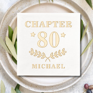 Chapter 80 Elegant 80th Birthday Gold Foil Name Napkins