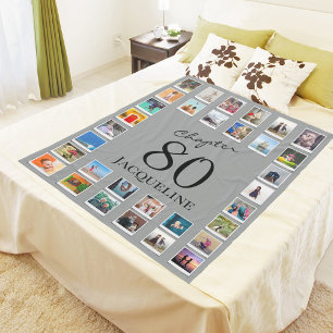 Chapter 80 Gray Black 80th Birthday Photo Fleece Blanket