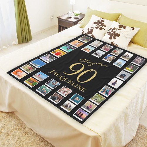 Chapter 90 Black Gold 90th Birthday Photo Fleece Blanket