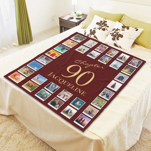 Chapter 90 Red Gold 90th Birthday Photo Fleece Blanket