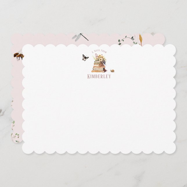 Chapter Book Wildflower Personalized Thank You Card (Front/Back)