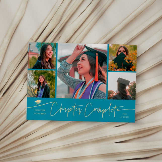 Chapter Complete Aqua Blue Grad Multi Photo Announcement (Creator Uploaded)