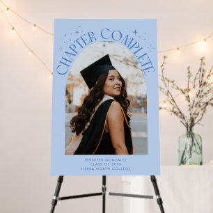 Chapter Complete Grad Party Icy Blue Welcome Sign