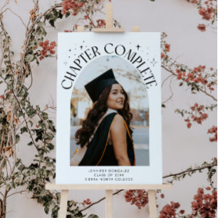 Chapter Complete Grad Party White Welcome Sign