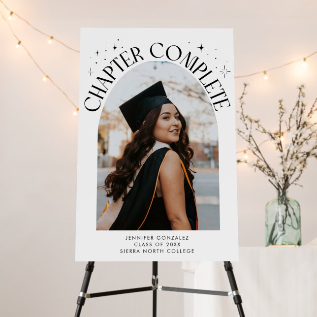 Chapter Complete Grad Party White Welcome Sign (In Situ (Stand))
