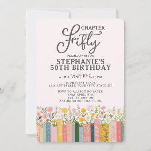 Chapter Fifty Floral Storybook 50th Birthday Invitation