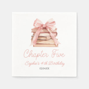 Chapter Five Pink Bow Books 5th Birthday Party Napkins