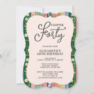 Chapter Forty Floral Book Themed 40th Birthday Invitation