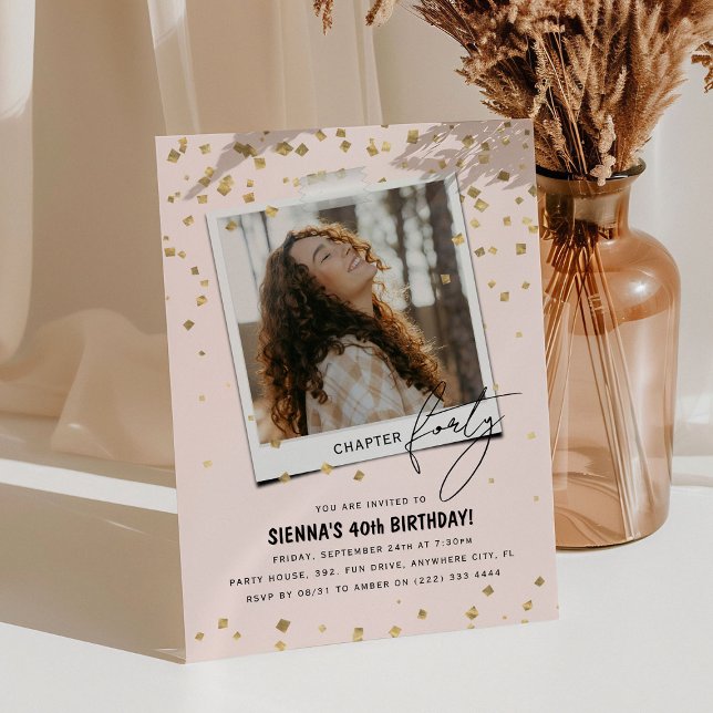 Chapter Forty Fun Modern Photo 40th Birthday Invitation (Creator Uploaded)