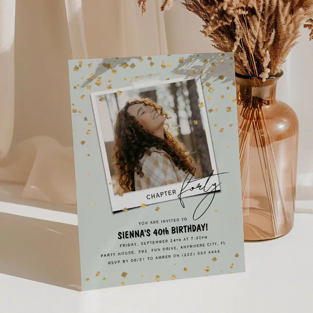 Chapter Forty Fun Modern Photo 40th Birthday Invitation | Zazzle