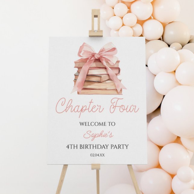 Chapter Four Bow 4th Birthday Party Welcome Sign (Creator Uploaded)