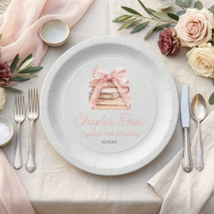Chapter Four Pink Bow Books 4th Birthday Party Paper Plates