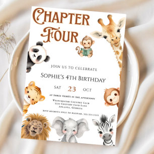 Chapter four Storybook Jungle Safari 4th Birthday Invitation
