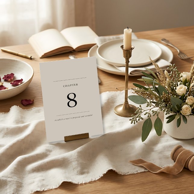 Chapter Heading Minimalist Book Theme Wedding Table Number (Creator Uploaded)
