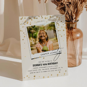 Chapter Ninety Fun Modern Photo 90th Birthday Invitation