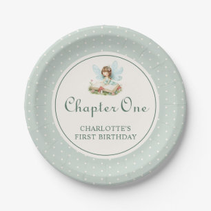 Chapter One 1st Fairy Birthday Sage Green Paper Plates