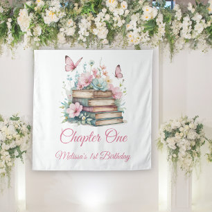 Chapter One 1st Girl Book First Birthday Backdrop