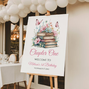Chapter One 1st Girl Book First Birthday Welcome Foam Board