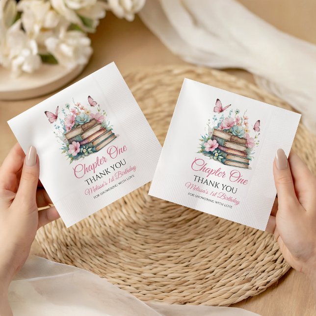 Chapter One 1st Girl Book Theme First Birthday Napkins (Creator Uploaded)