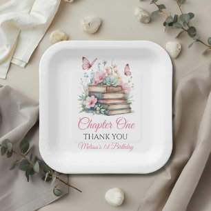 Chapter One 1st Girl Book Theme First Birthday Paper Plates