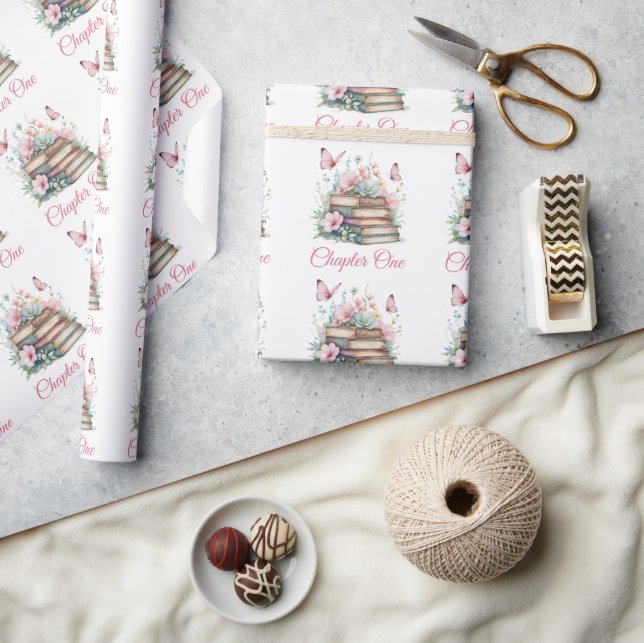 Chapter One 1st Girl Book Theme First Birthday Wrapping Paper (Crafts)