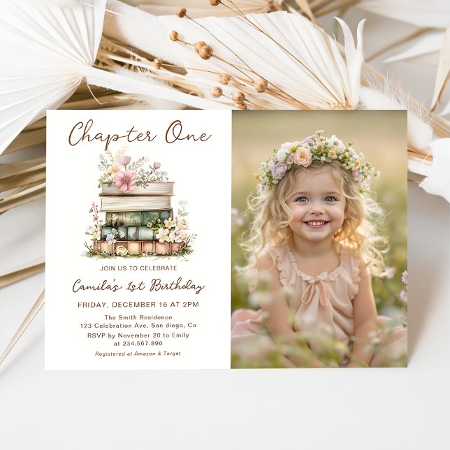 Chapter One Books 1st Birthday Photo Invitation (Creator Uploaded)