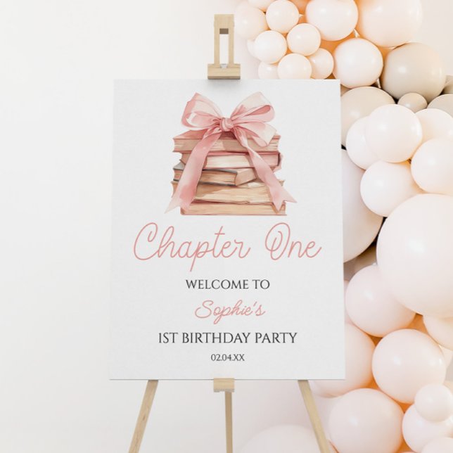 Chapter One Bow 1st Birthday Party Welcome Sign (Creator Uploaded)
