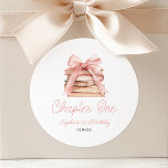 Chapter One Pink Bow Books 1st Birthday Party Classic Round Sticker<br><div class="desc">These are Chapter One Pink Bow Storybook 1st Birthday Party Favor Stickers!</div>
