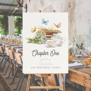 Chapter One Tea Storybook 1st Birthday Welcome Foam Board