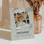 Chapter Seventy Fun Modern Photo 70th Birthday Invitation<br><div class="desc">Chapter SEVENTY! Invite friends and family to celebrate a 70th birthday party with these fun modern adult birthday invitations. Design features a photo snap, the text 'Chapter Seventy in serif and calligraphy font, faux gold glitter confetti and an editable birthday template that is easy to customize with your own event...</div>