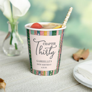 Chapter Thirty Floral Storybook 30th Birthday Paper Cups