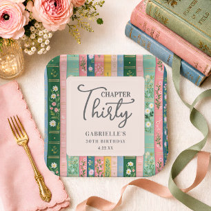 Chapter Thirty Floral Storybook 30th Birthday Paper Plates
