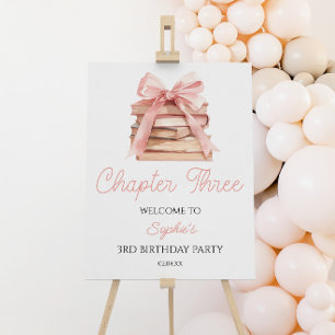 Chapter Three Bow 3rd Birthday Party Welcome Sign