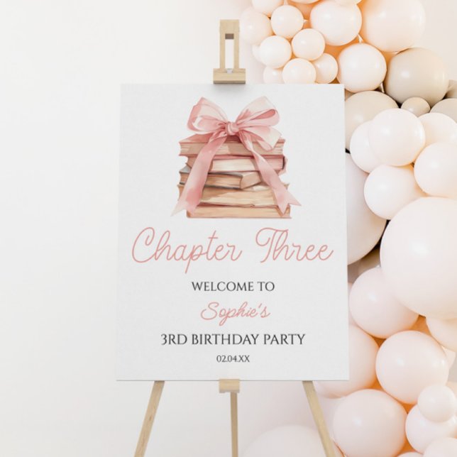 Chapter Three Bow 3rd Birthday Party Welcome Sign (Creator Uploaded)